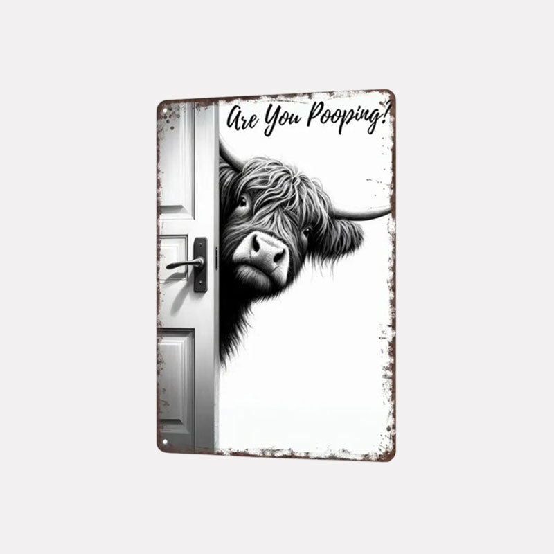 Highland Cow Bathroom Sign