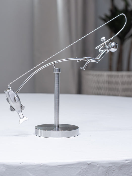 Kinetic Fisherman Sculpture