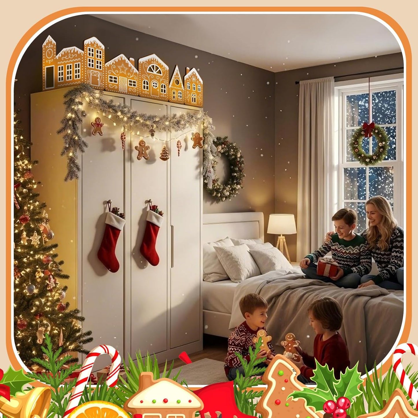 Christmas Gingerbread Village Light-Up Decor