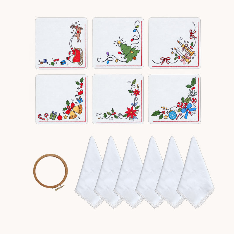 DIY Christmas Embroidery Napkin Kit