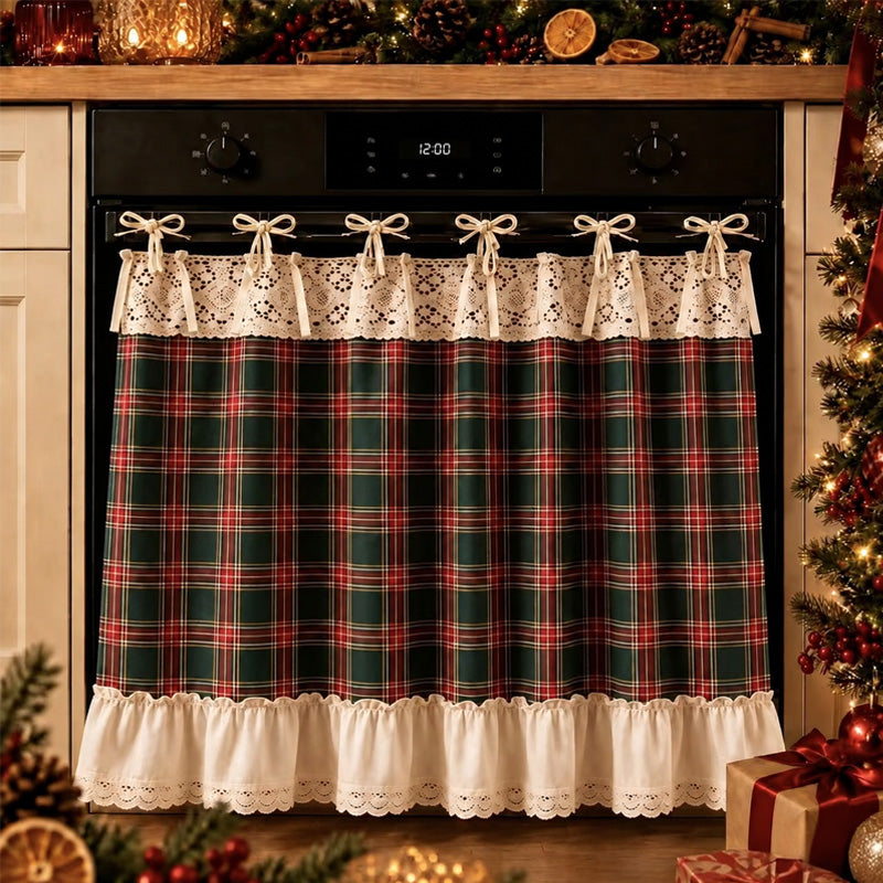 Christmas Plaid Kitchen Curtain