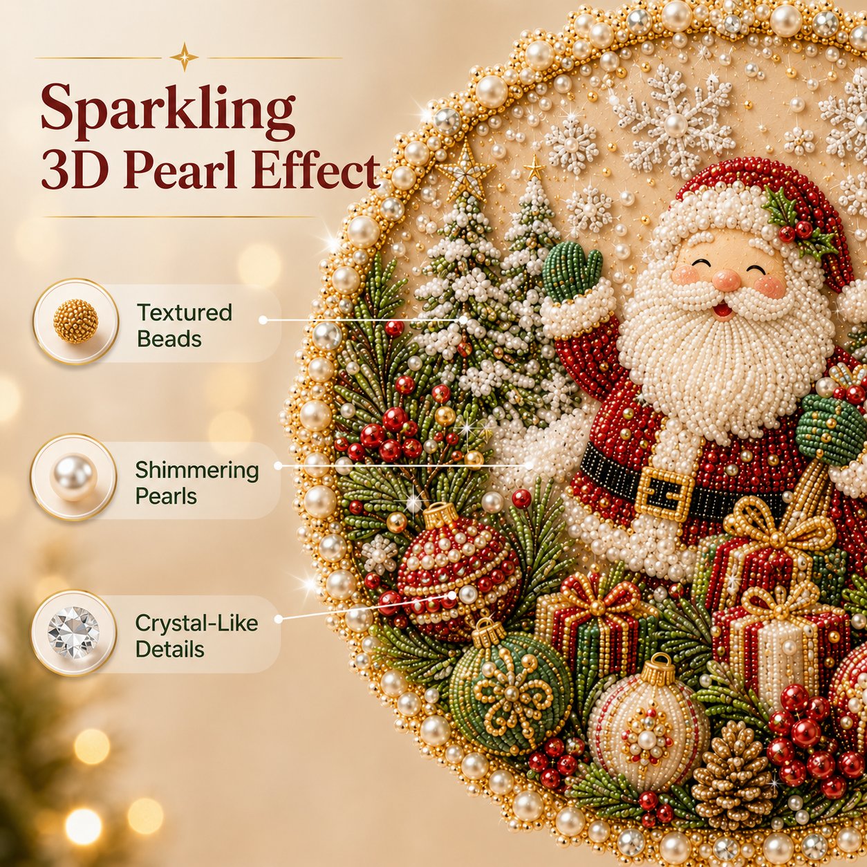 DIY Christmas Pearl Art Wreath Kit
