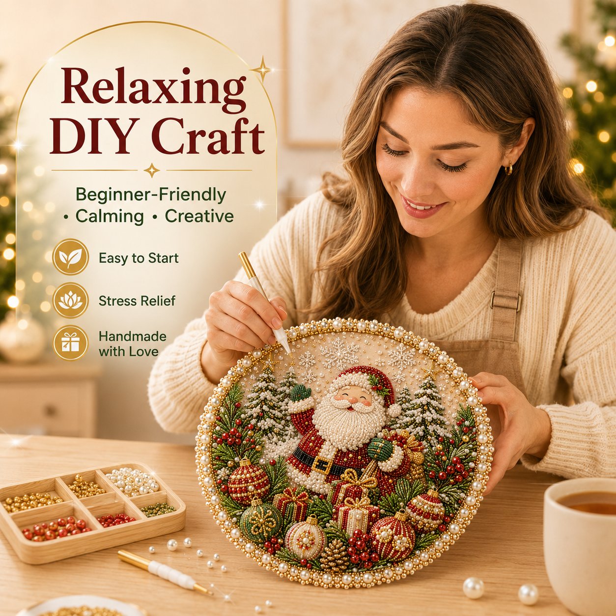 DIY Christmas Pearl Art Wreath Kit