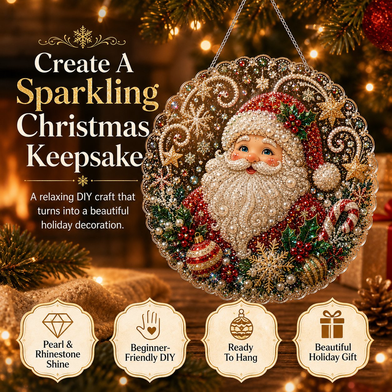 Christmas DIY Diamond Painting Hanging Ornament Kit